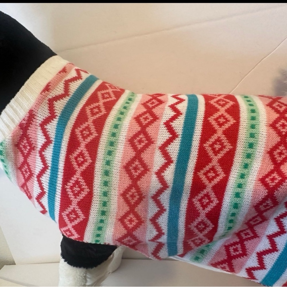 Wondershop Red and White Dog Sweater with Blue Accents